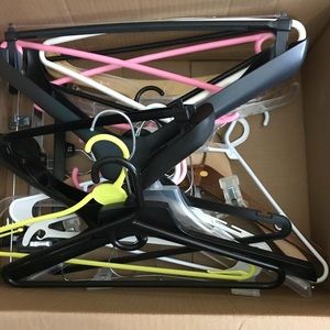Box with 30 clothing hangers pants skirts tops